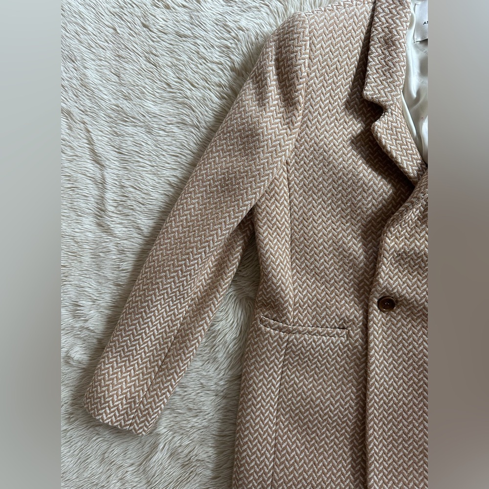 Anine Bing Beige Chevron Double-Breasted Blazer - Picture 6 of 16